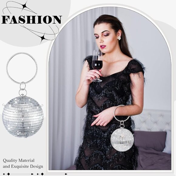 Stunning Silver Disco Ball Clutch - Rhinestone Evening Purse for Events - Picture 5 of 6